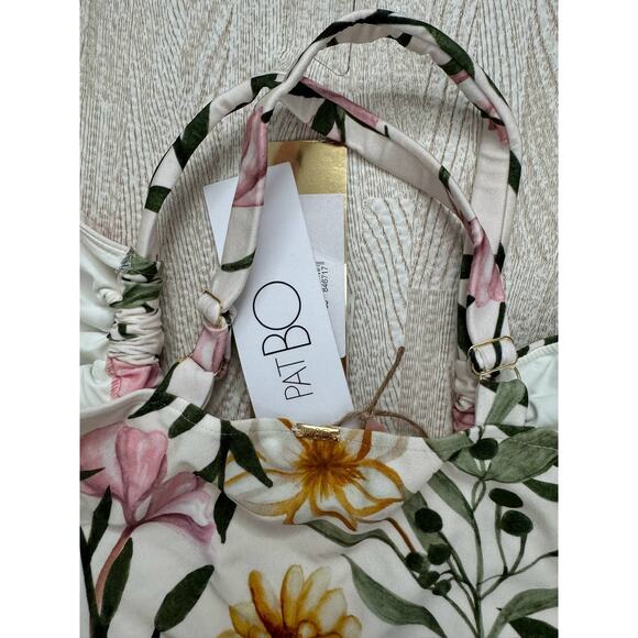 PatBo Jasmine Cutout Mini Dress Sexy Honeymoon Floral Ruffle Criss Cross Large - Picture 13 of 16